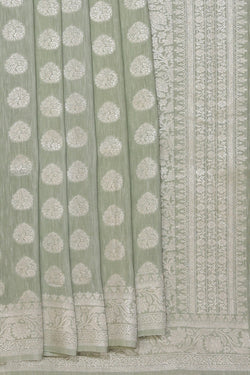 Collection of Banarasi Linen Silk Aqua Green Saree in a gallery layout