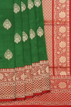 Collection of Banarasi Silk Green Saree in a gallery layout