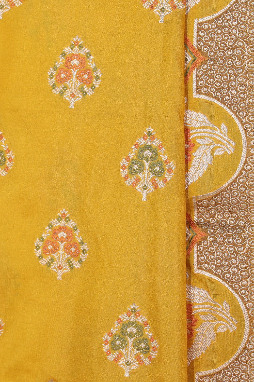 Collection of Banarasi Silk Yellow Saree in a gallery layout