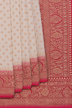 Collection of Banarasi Georgette Classy Off-White Saree in a gallery layout