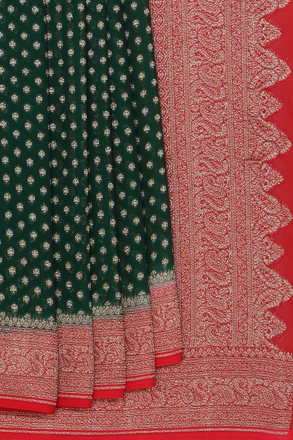 Collection of Banarasi Georgette Green Saree in a gallery layout