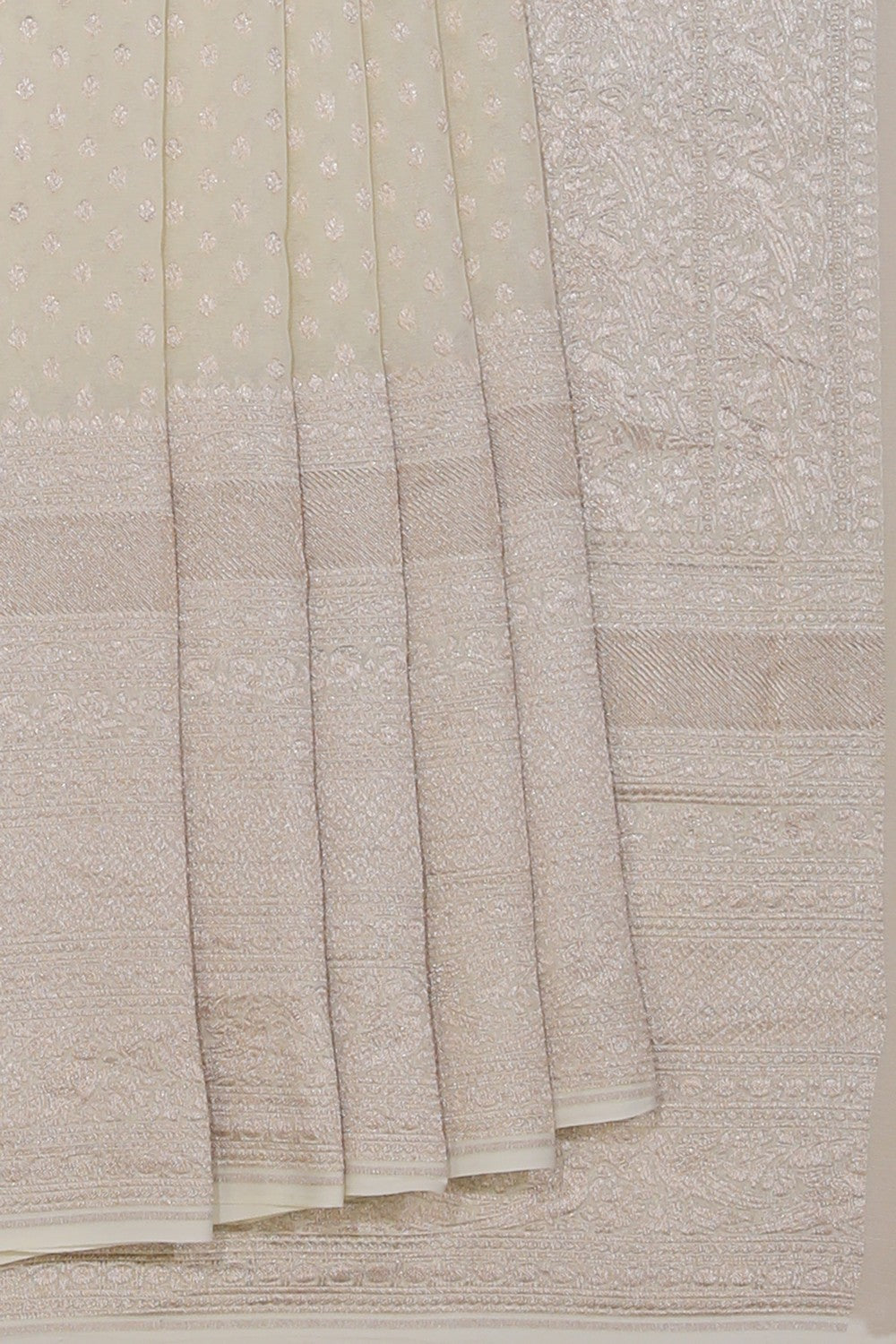 Collection of Banarasi Georgette Pale-Cream Saree in a gallery layout