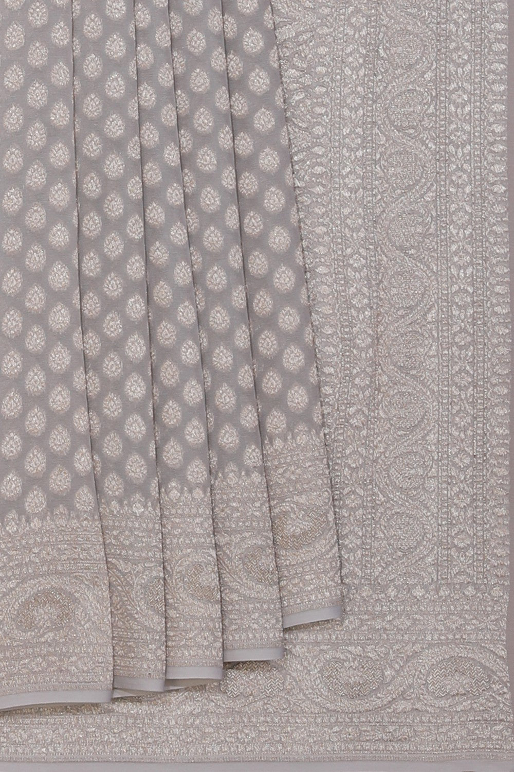 Collection of Banarasi Georgette Pastel-Grey Saree in a gallery layout