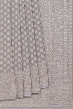 Collection of Banarasi Georgette Pastel-Grey Saree in a gallery layout