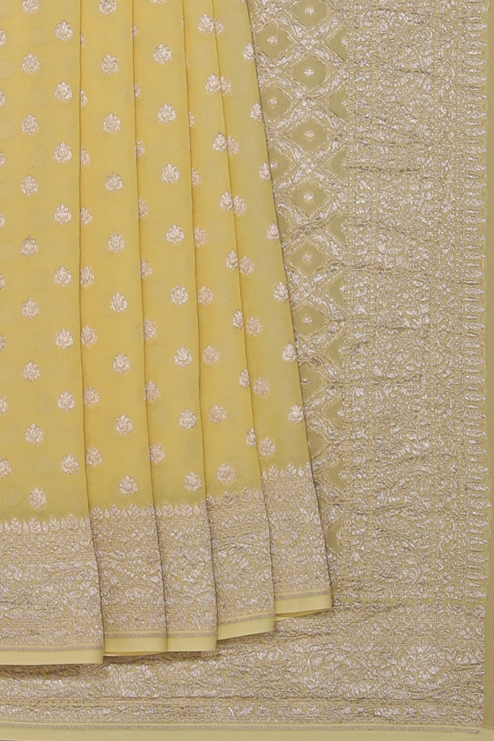 Collection of Banarasi Georgette Pale-Yellow Saree in a gallery layout