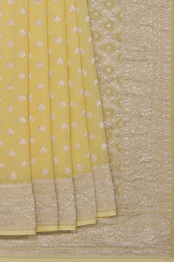 Collection of Banarasi Georgette Pale-Yellow Saree in a gallery layout