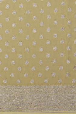 Collection of Banarasi Georgette Pale-Yellow Saree in a gallery layout