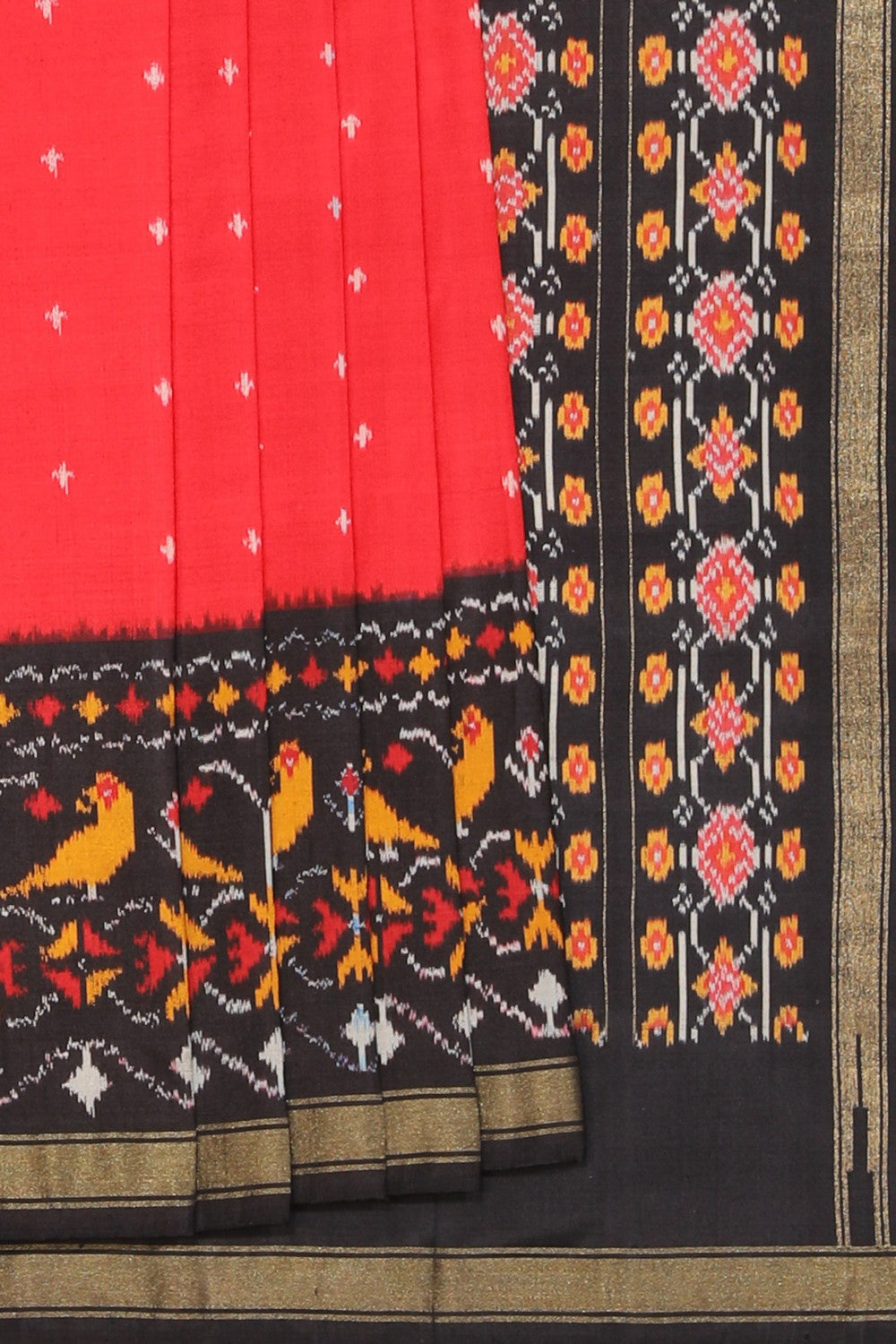 Collection of Pochampally Ikat Silk Red Saree in a gallery layout