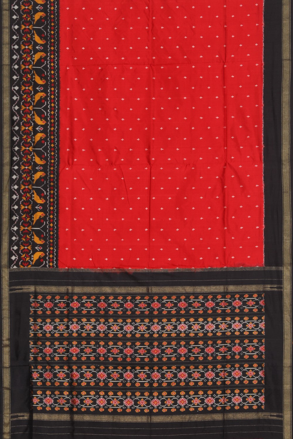 Collection of Pochampally Ikat Silk Red Saree in a gallery layout