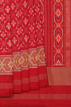 Collection of Pochampally Ikat Silk Red Saree in a gallery layout