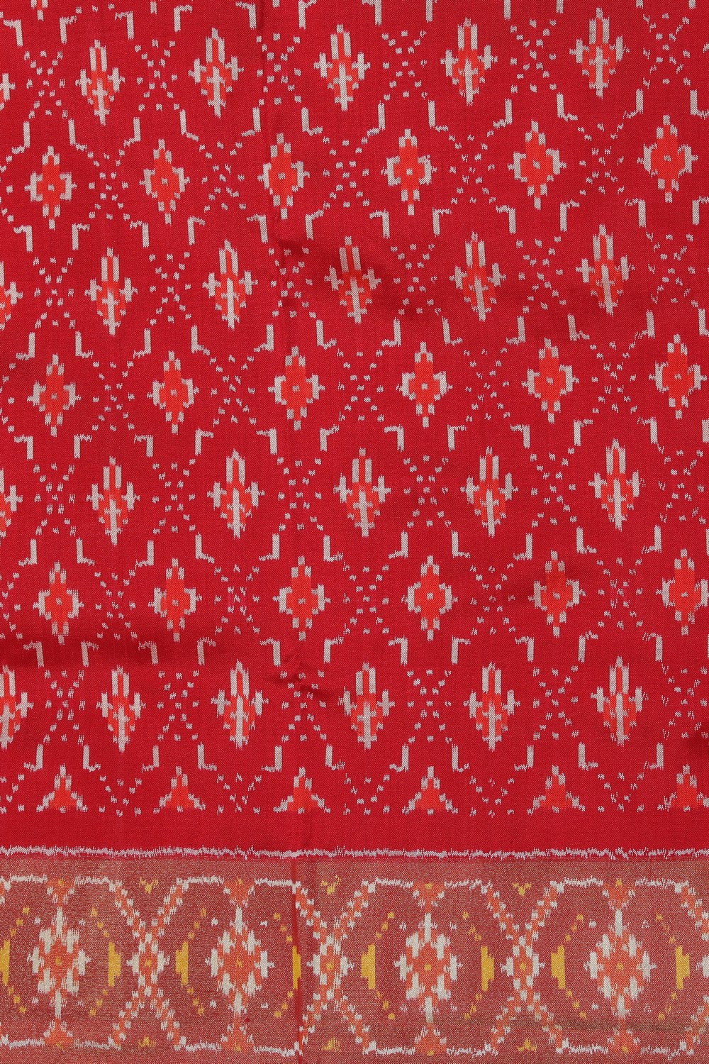 Collection of Pochampally Ikat Silk Red Saree in a gallery layout