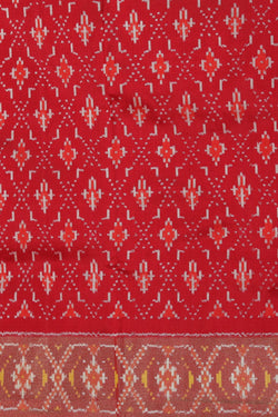 Collection of Pochampally Ikat Silk Red Saree in a gallery layout