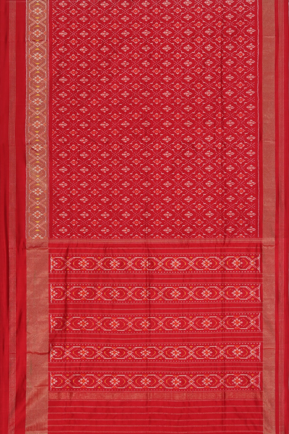 Collection of Pochampally Ikat Silk Red Saree in a gallery layout