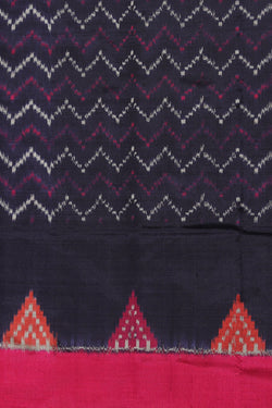 Collection of Pochampally Ikat Silk Navy Blue Saree in a gallery layout