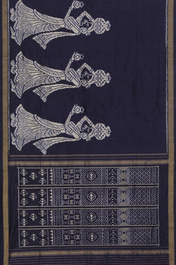 Collection of Pochampally Ikat Silk Navy Blue Saree in a gallery layout