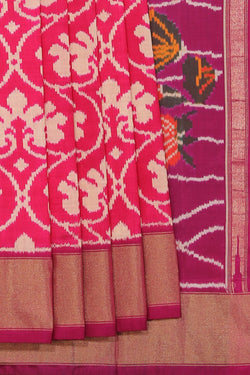 Collection of Pochampally Ikat Silk Pink Saree in a gallery layout