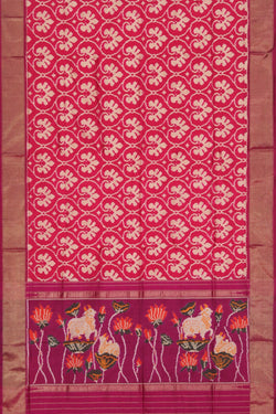 Collection of Pochampally Ikat Silk Pink Saree in a gallery layout