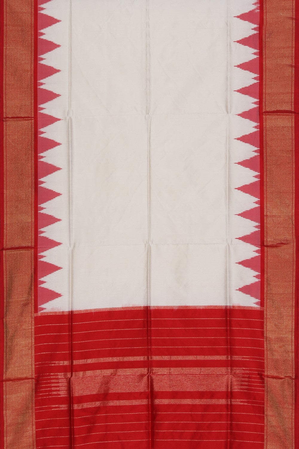 Collection of Pochampally Ikat Silk Cream Dupatta in a gallery layout