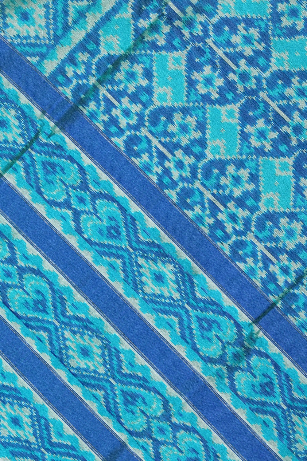 Collection of Pochampally Ikat Silk Teal Blue Dupatta in a gallery layout