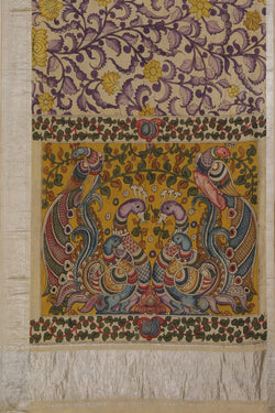 Image of Kalamkari Hand-Painted Mangalgiri Silk Saree