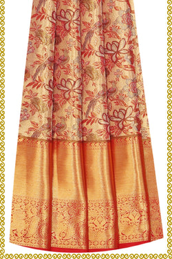 Collection of Kanchipattu Gold Pavada Unstitched Set in a gallery layout