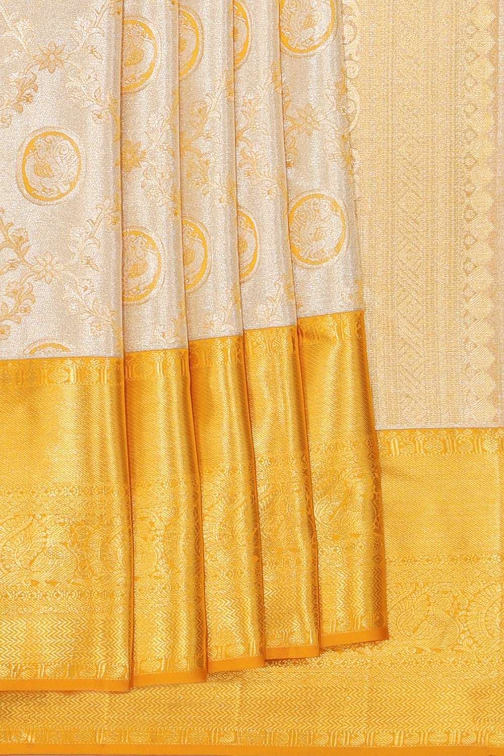 Collection of Kanchipattu Tissue Gold Saree in a gallery layout