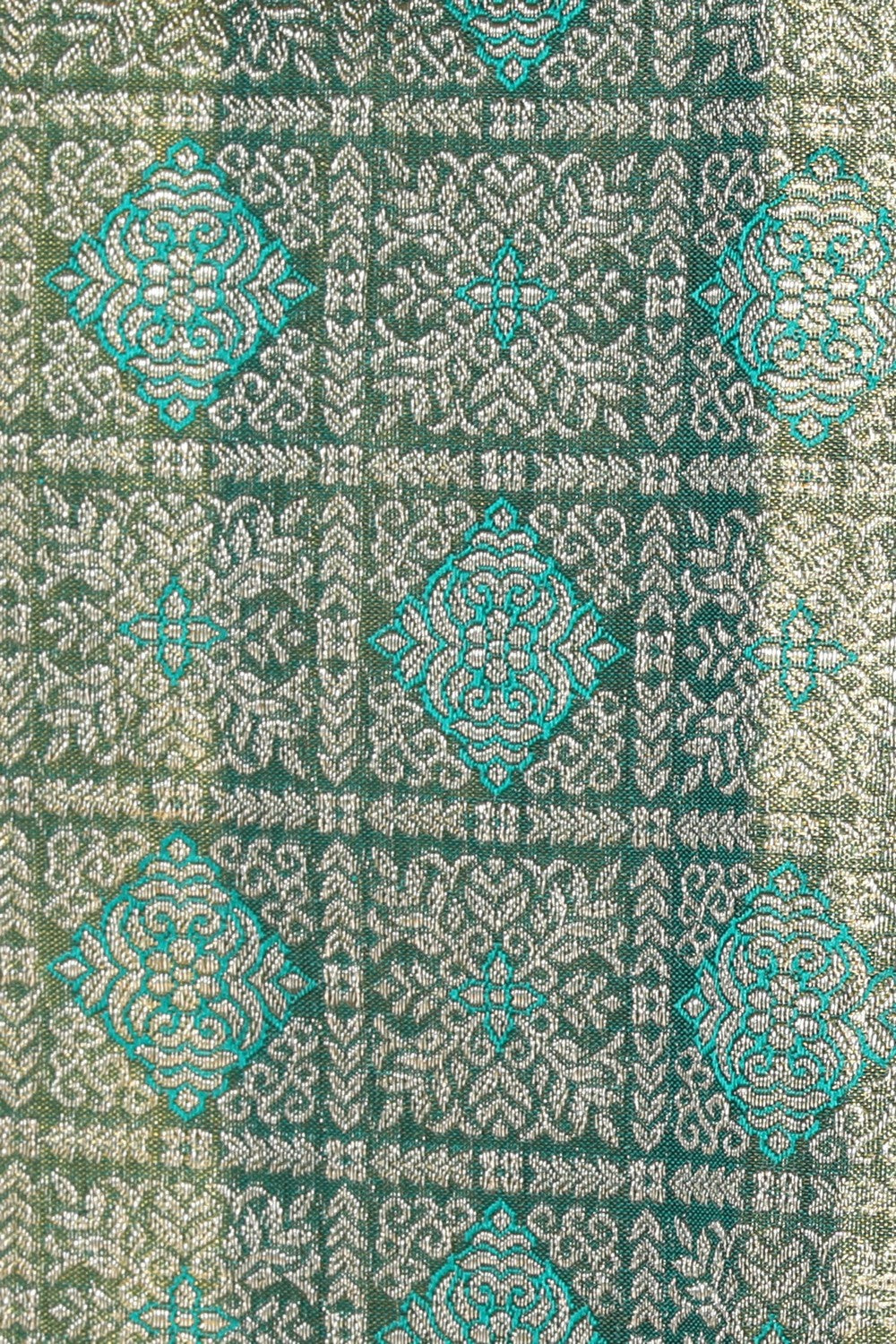 Collection of Kanchipattu Tissue Brocade Green Saree in a gallery layout