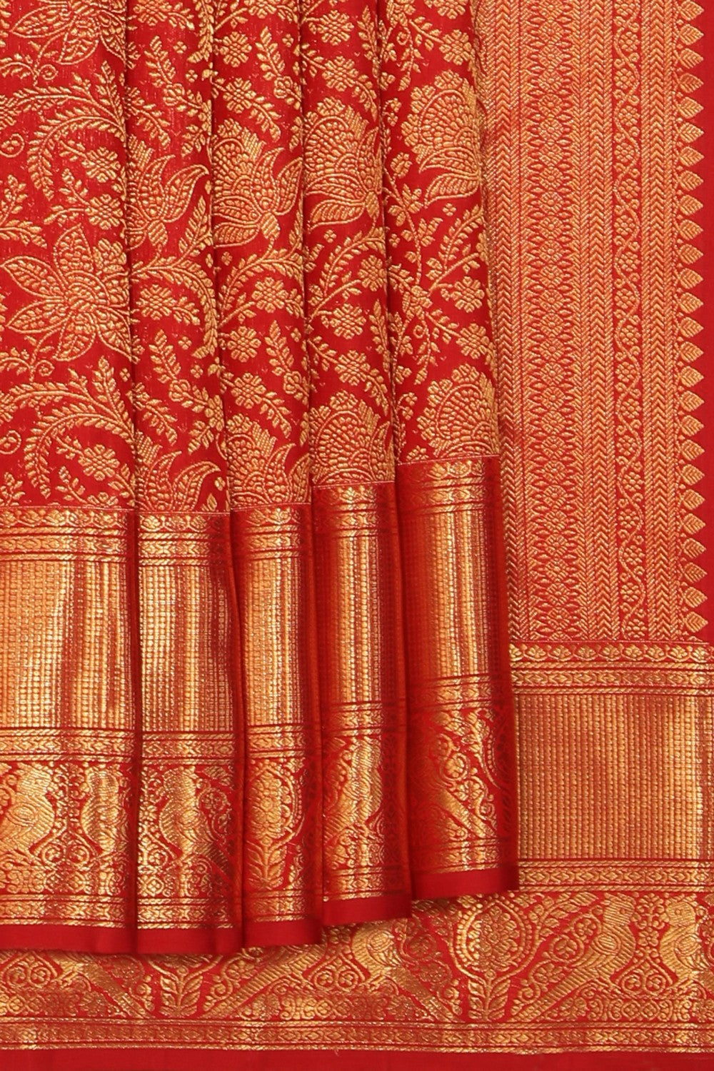 Collection of Kanchipattu Brocade Red Saree in a gallery layout