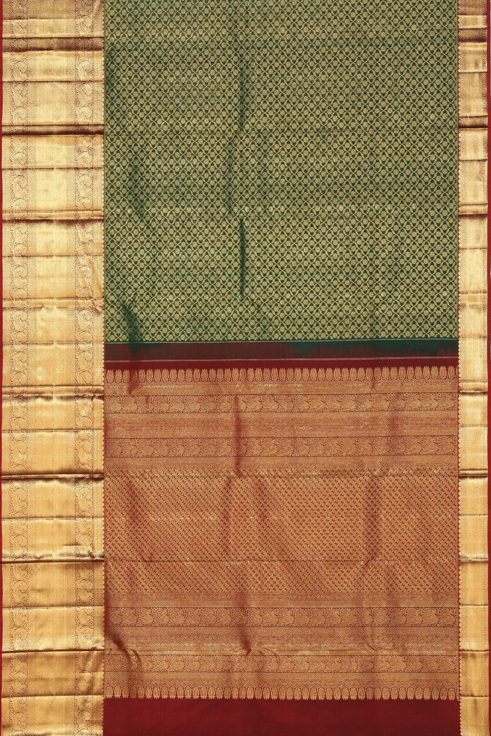 Collection of Kanchipattu Brocade Green Saree in a gallery layout