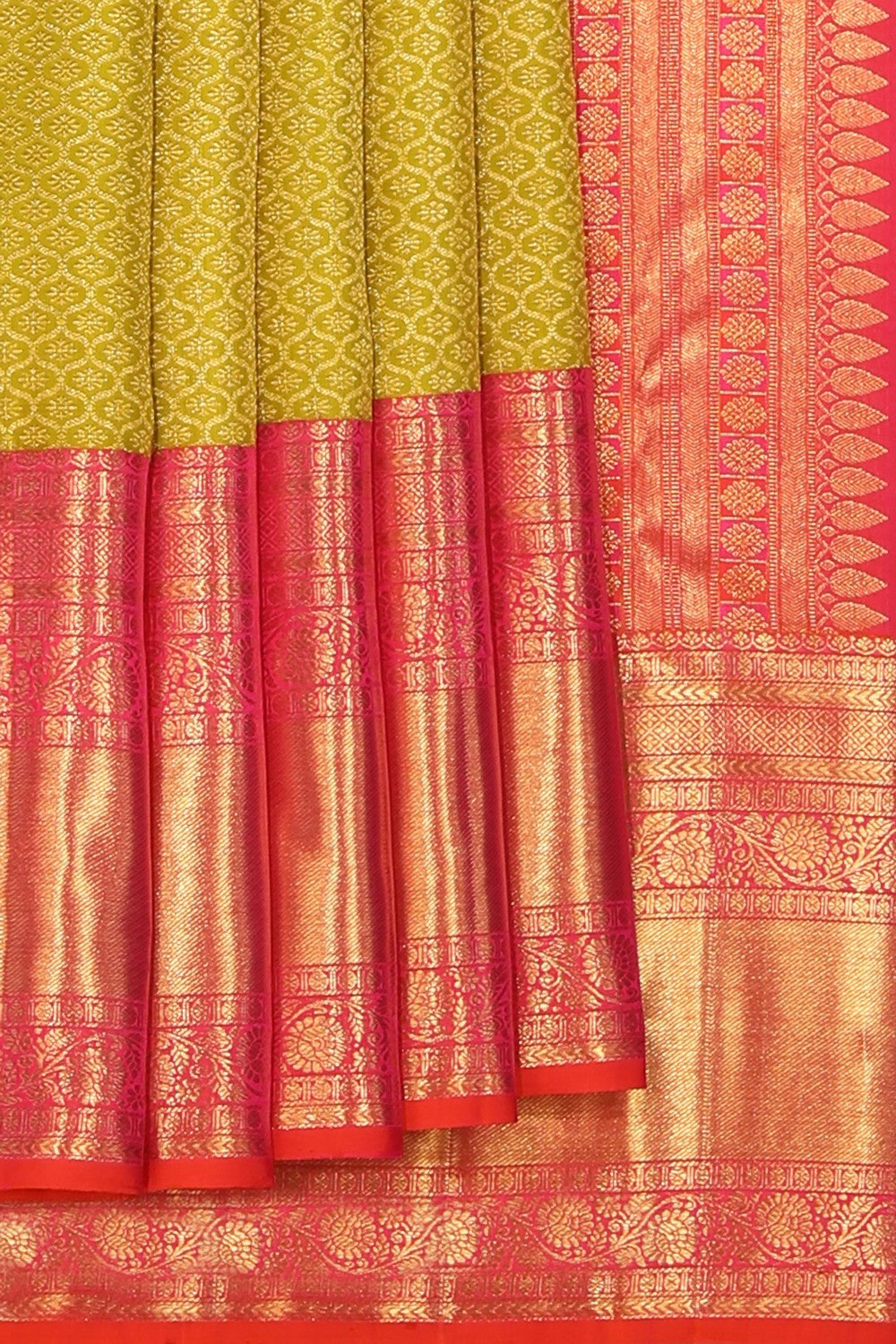 Collection of Kanchipattu Brocade Green Saree in a gallery layout