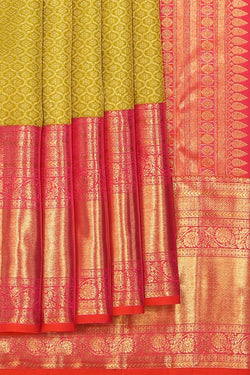 Collection of Kanchipattu Brocade Green Saree in a gallery layout