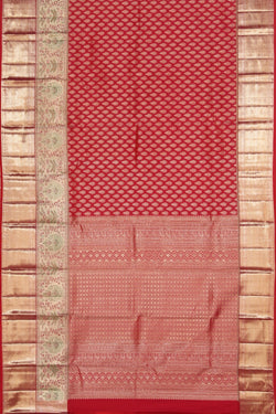 Image of Kanchipattu Pinkish Red Brocade Saree