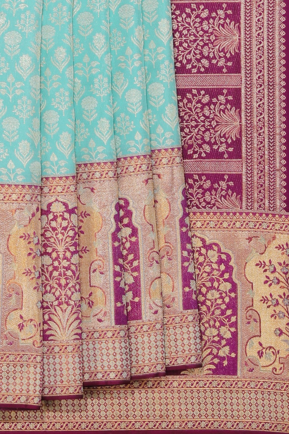 Collection of Kanchipattu Light Blue Brocade Saree in a gallery layout