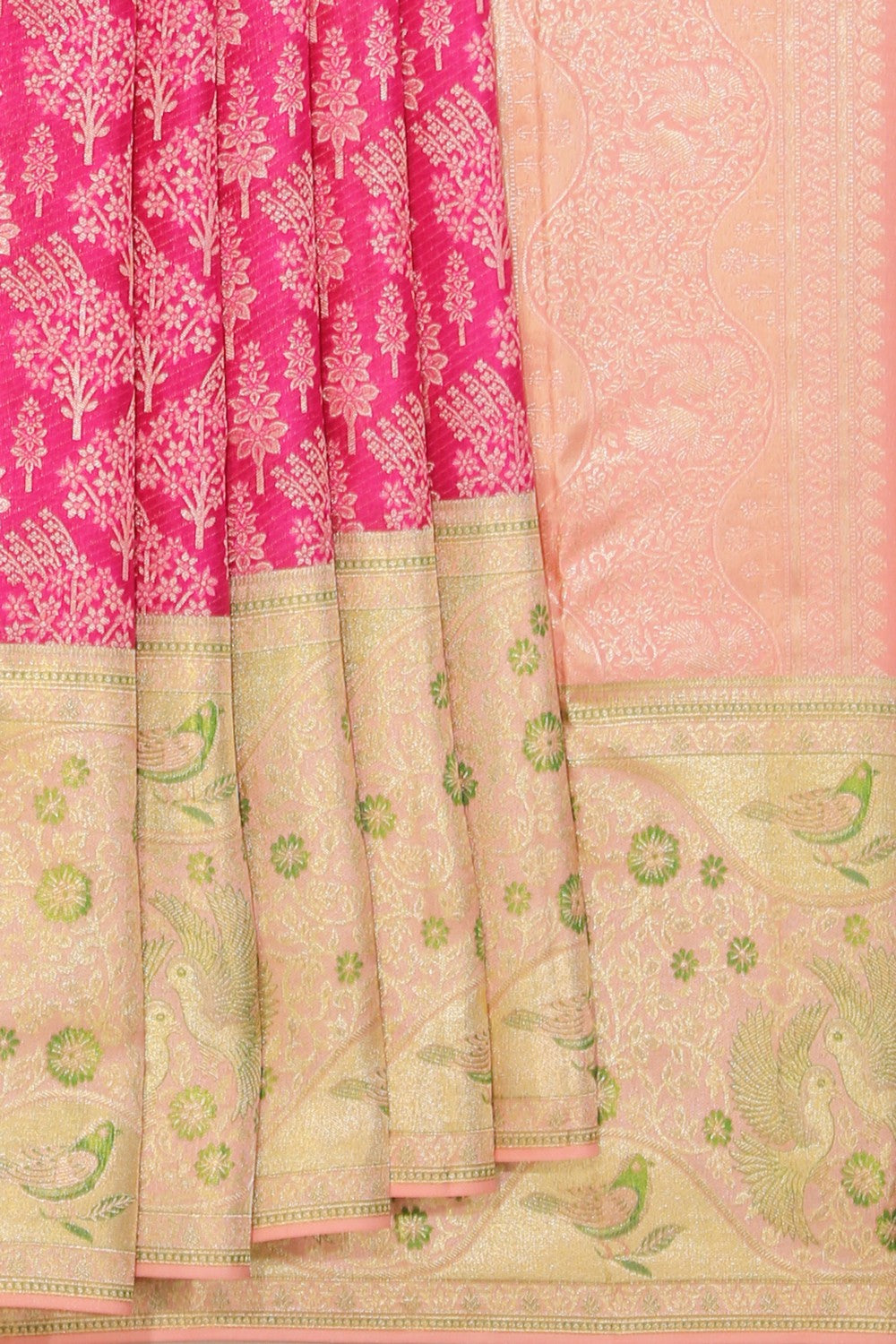Image of Kanchipattu Rani Pink Brocade Saree