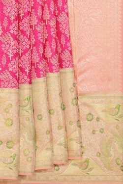 Image of Kanchipattu Rani Pink Brocade Saree