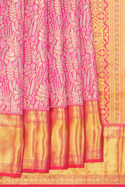 Collection of Kanchipattu Rani Pink Brocade Saree in a gallery layout