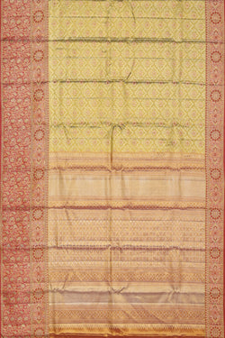 Collection of Kanchipattu Parrot Green Brocade Saree in a gallery layout