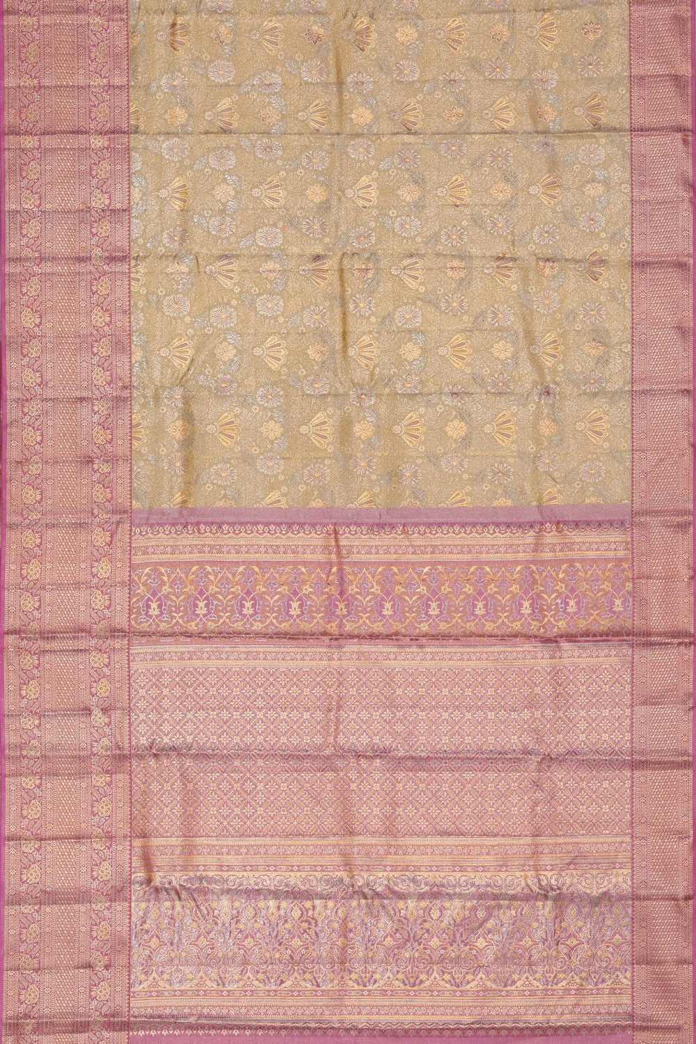 Collection of Kanchipattu Gold Brocade Saree in a gallery layout