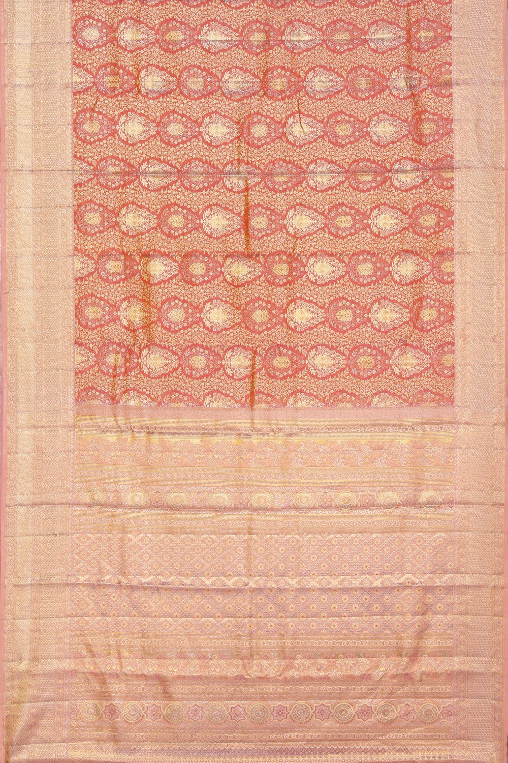 Kanchipattu Peach Brocade Saree