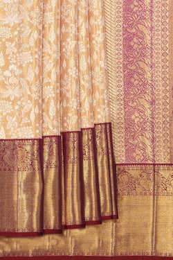 Collection of Kanchipattu Tissue Brocade Gold Saree in a gallery layout