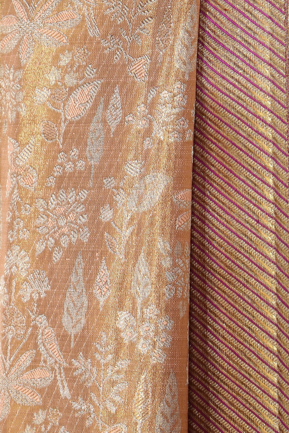 Collection of Kanchipattu Tissue Brocade Gold Saree in a gallery layout