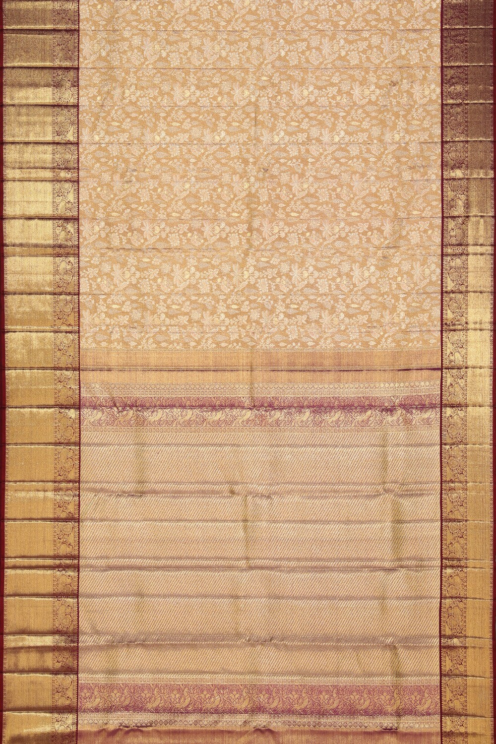 Collection of Kanchipattu Tissue Brocade Gold Saree in a gallery layout