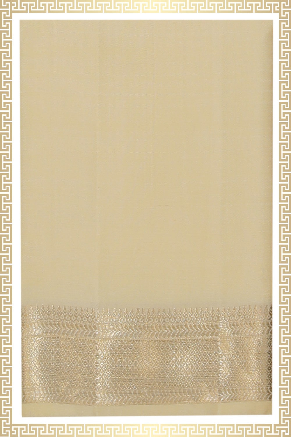 Collection of Kanchipattu Cream Dhoti With Kanduva (8 X 4) in a gallery layout