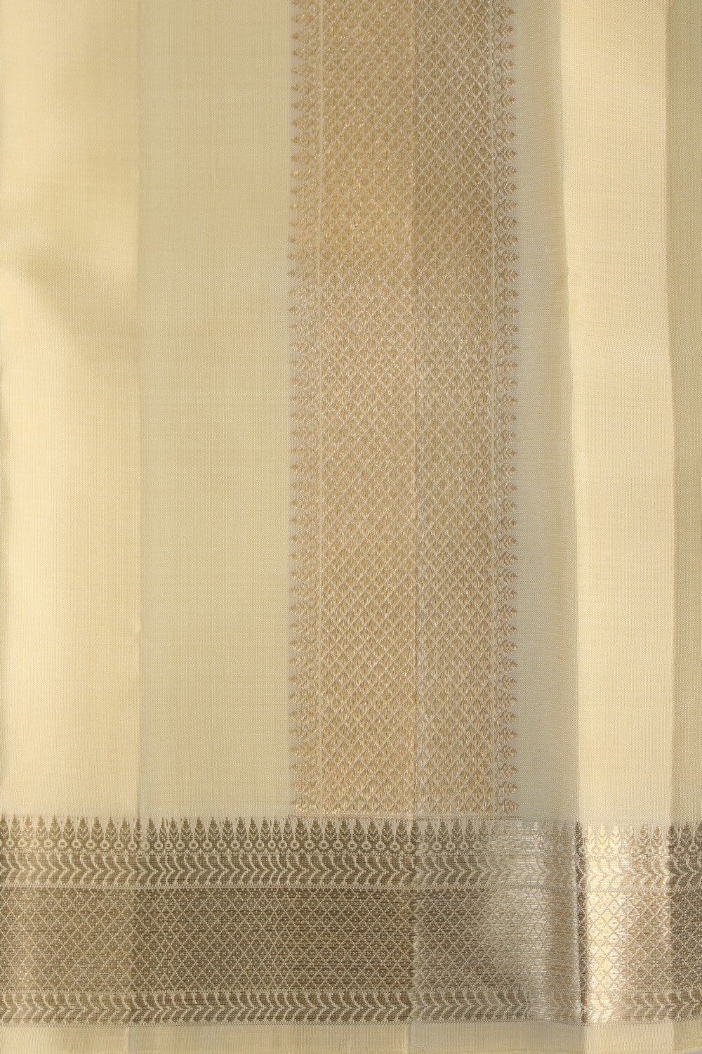 Collection of Kanchipattu Cream Dhoti With Kanduva (8 X 4) in a gallery layout