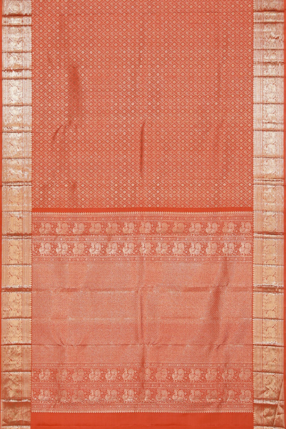 Kanchipattu Brocade Coral Orange Saree