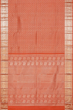 Image of Kanchipattu Brocade Coral Orange Saree