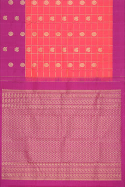 Image of Kanchipattu Dark Peach Pink Saree