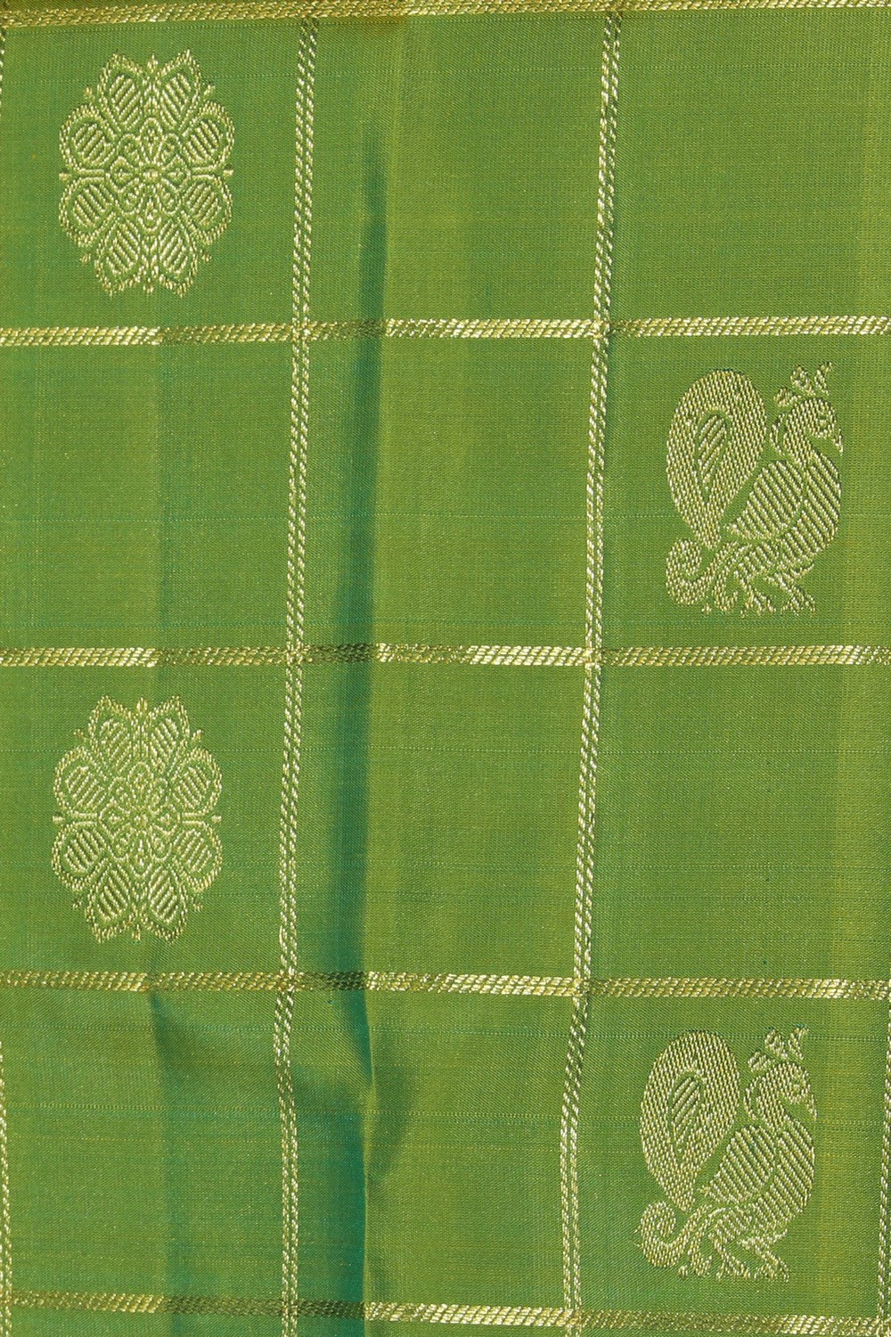 Kanchipattu Parrot Green Saree