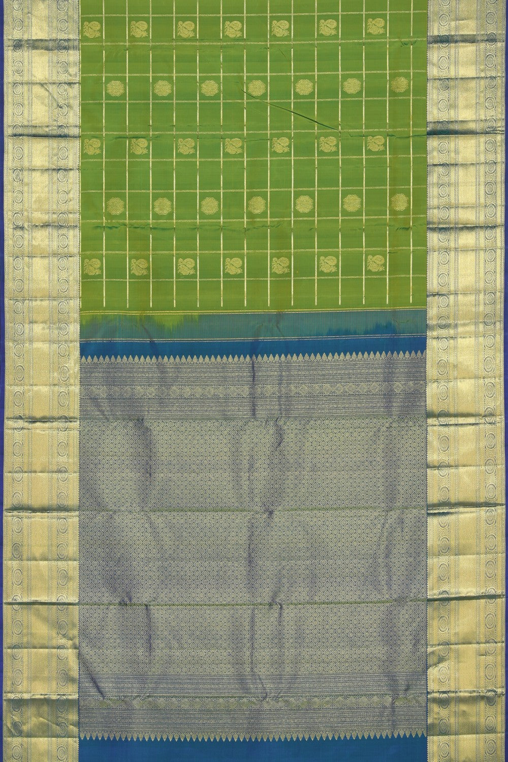 Kanchipattu Parrot Green Saree