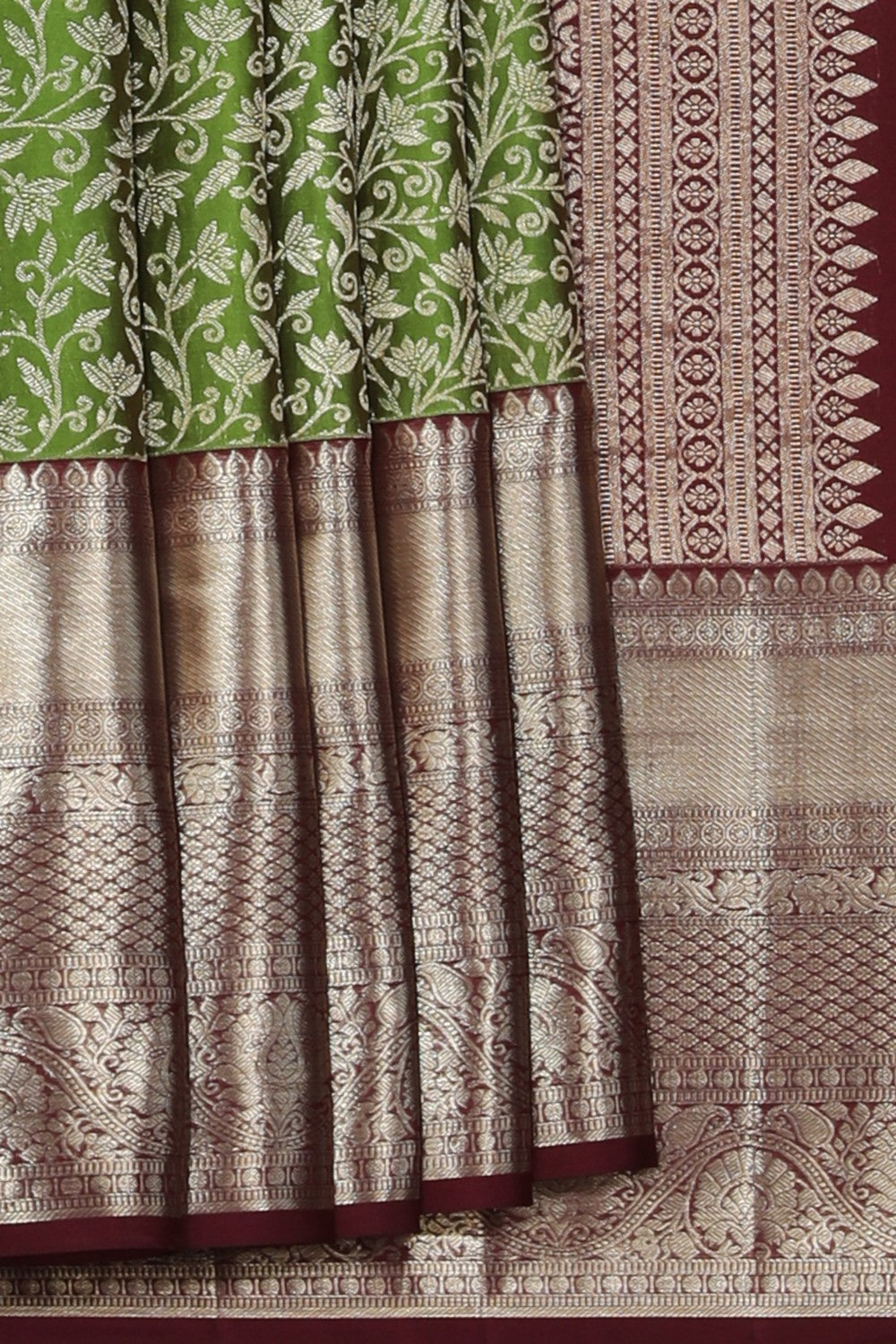 Collection of Kanchipattu Brocade Green Saree in a gallery layout